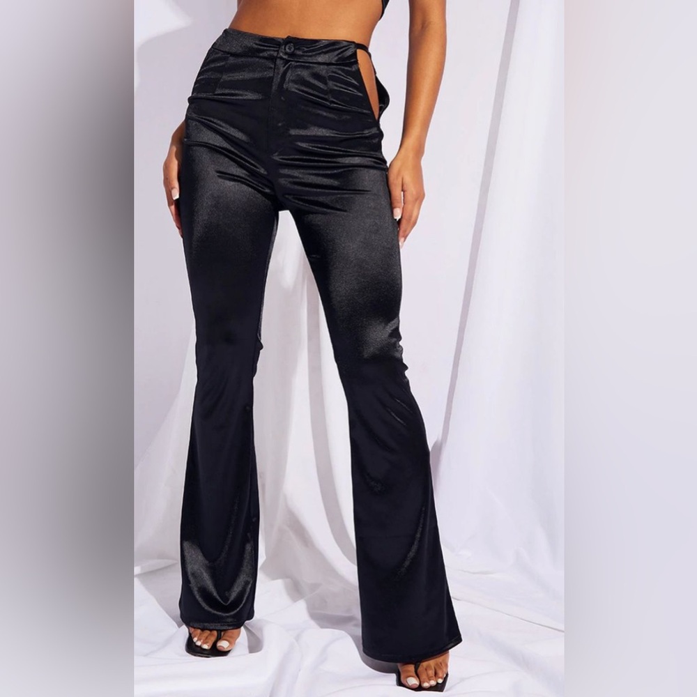 Brand New PrettyLittleThing Black Cut Out Detail Pants